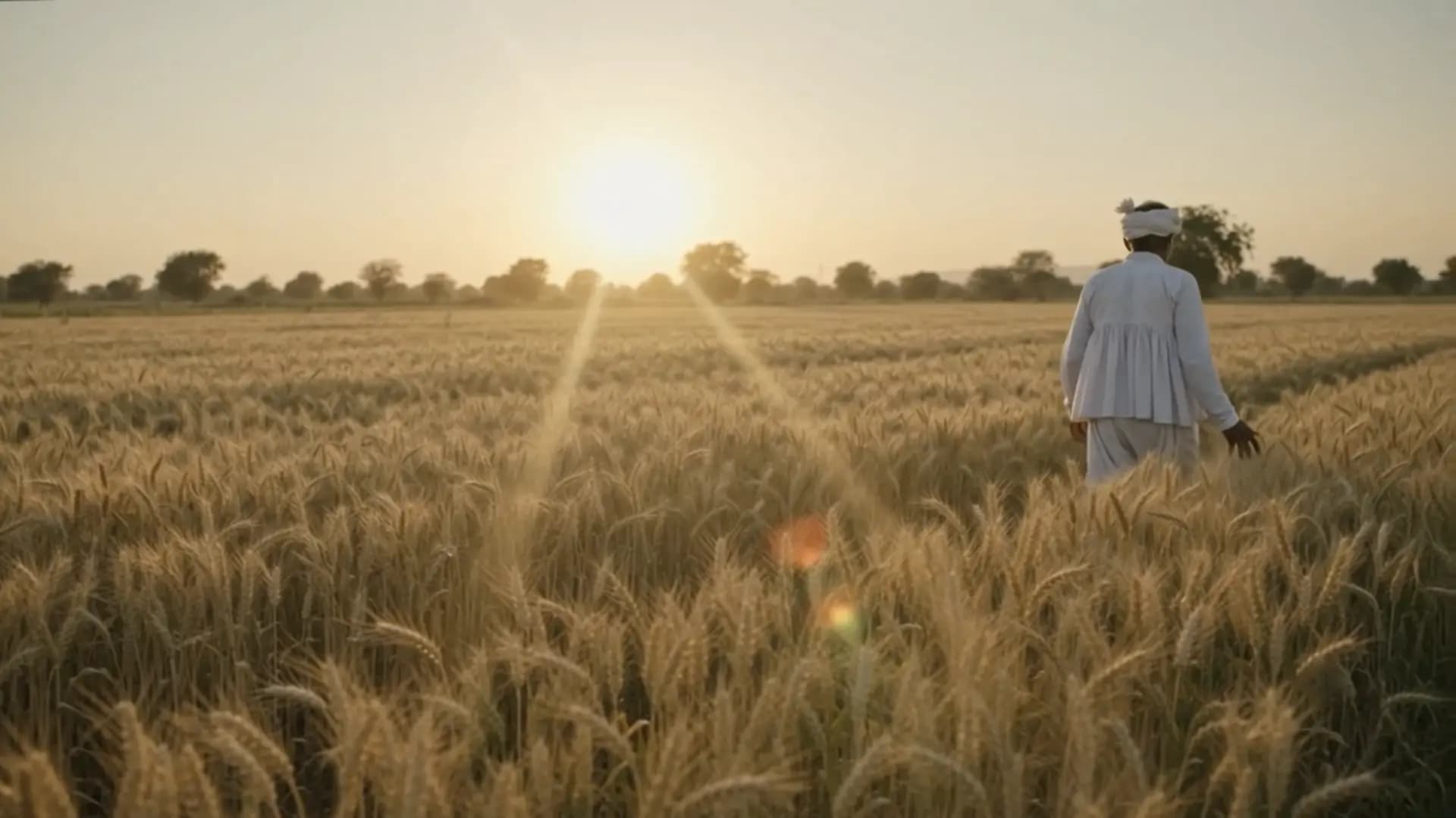 Golden wheat field at sunset